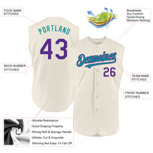 Load image into Gallery viewer, Custom Cream Purple-Teal Authentic Sleeveless Baseball Jersey
