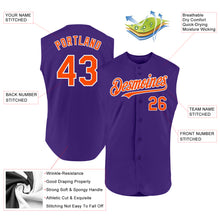 Load image into Gallery viewer, Custom Purple Orange-White Authentic Sleeveless Baseball Jersey
