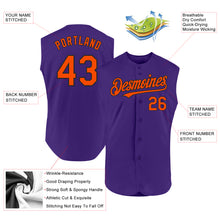Load image into Gallery viewer, Custom Purple Orange-Black Authentic Sleeveless Baseball Jersey

