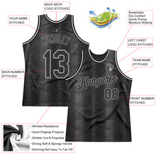 Load image into Gallery viewer, Custom Black Snakeskin Black-Gray 3D Pattern Design Authentic Basketball Jersey
