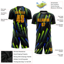 Load image into Gallery viewer, Custom Black Gold-Neon Green Sublimation Soccer Uniform Jersey
