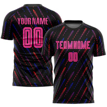Load image into Gallery viewer, Custom Black Pink-Orange Sublimation Soccer Uniform Jersey
