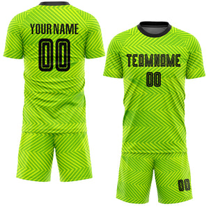 Custom Neon Green Black Sublimation Soccer Uniform Jersey