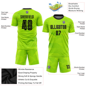 Custom Neon Green Black Sublimation Soccer Uniform Jersey