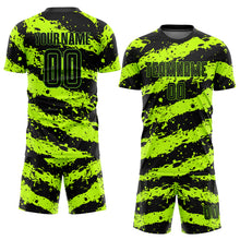 Load image into Gallery viewer, Custom Neon Green Black Sublimation Soccer Uniform Jersey
