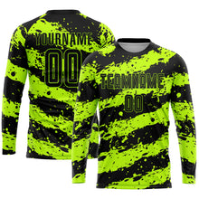 Load image into Gallery viewer, Custom Neon Green Black Sublimation Soccer Uniform Jersey
