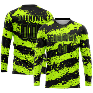 Custom Neon Green Black Sublimation Soccer Uniform Jersey