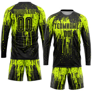 Custom Neon Green Black Sublimation Soccer Uniform Jersey