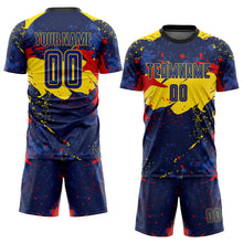 Load image into Gallery viewer, Custom Figure Royal-Gold Sublimation Soccer Uniform Jersey
