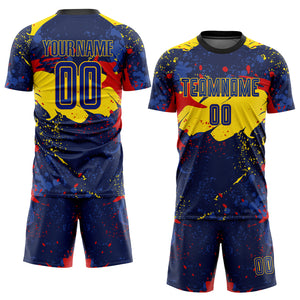 Custom Figure Royal-Gold Sublimation Soccer Uniform Jersey