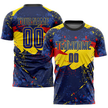 Load image into Gallery viewer, Custom Figure Royal-Gold Sublimation Soccer Uniform Jersey
