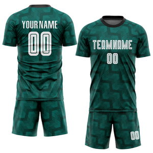 Custom Green White-Black Sublimation Soccer Uniform Jersey