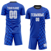 Load image into Gallery viewer, Custom Royal White-Black Sublimation Soccer Uniform Jersey
