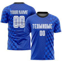 Load image into Gallery viewer, Custom Royal White-Black Sublimation Soccer Uniform Jersey
