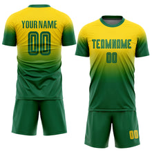 Load image into Gallery viewer, Custom Gold Kelly Green Sublimation Fade Fashion Soccer Uniform Jersey
