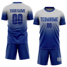 Load image into Gallery viewer, Custom Gray Royal Sublimation Fade Fashion Soccer Uniform Jersey
