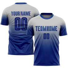 Load image into Gallery viewer, Custom Gray Royal Sublimation Fade Fashion Soccer Uniform Jersey
