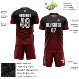 Custom Black White-Crimson Sublimation Fade Fashion Soccer Uniform Jersey