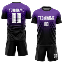 Load image into Gallery viewer, Custom Purple White-Black Sublimation Fade Fashion Soccer Uniform Jersey
