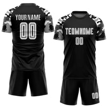Load image into Gallery viewer, Custom Black White-Camo Sublimation Soccer Uniform Jersey
