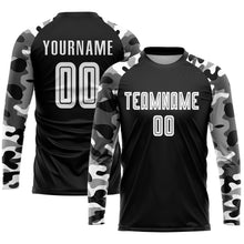 Load image into Gallery viewer, Custom Black White-Camo Sublimation Soccer Uniform Jersey
