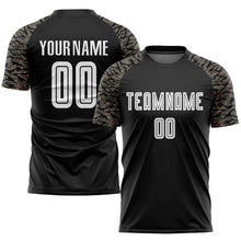 Load image into Gallery viewer, Custom Black White-Camo Sublimation Soccer Uniform Jersey
