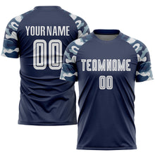Load image into Gallery viewer, Custom Navy White-Camo Sublimation Soccer Uniform Jersey
