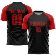 Load image into Gallery viewer, Custom Black Red Sublimation Soccer Uniform Jersey
