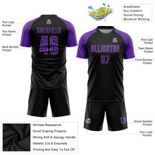 Load image into Gallery viewer, Custom Black Purple Sublimation Soccer Uniform Jersey
