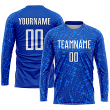 Load image into Gallery viewer, Custom Royal White Sublimation Soccer Uniform Jersey
