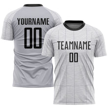 Load image into Gallery viewer, Custom Gray Black-White Sublimation Soccer Uniform Jersey

