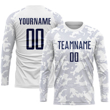 Load image into Gallery viewer, Custom White Navy Sublimation Soccer Uniform Jersey
