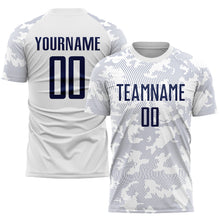 Load image into Gallery viewer, Custom White Navy Sublimation Soccer Uniform Jersey
