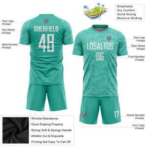 Custom Aqua White Sublimation Soccer Uniform Jersey