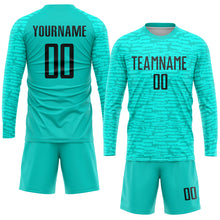 Load image into Gallery viewer, Custom Aqua Black Sublimation Soccer Uniform Jersey
