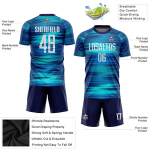 Custom Light Blue White-US Navy Blue Sublimation Soccer Uniform Jersey