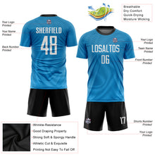 Load image into Gallery viewer, Custom Light Blue White-Black Sublimation Soccer Uniform Jersey
