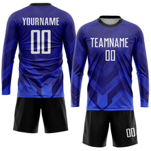 Load image into Gallery viewer, Custom Dark Purple White Royal-Navy Sublimation Soccer Uniform Jersey
