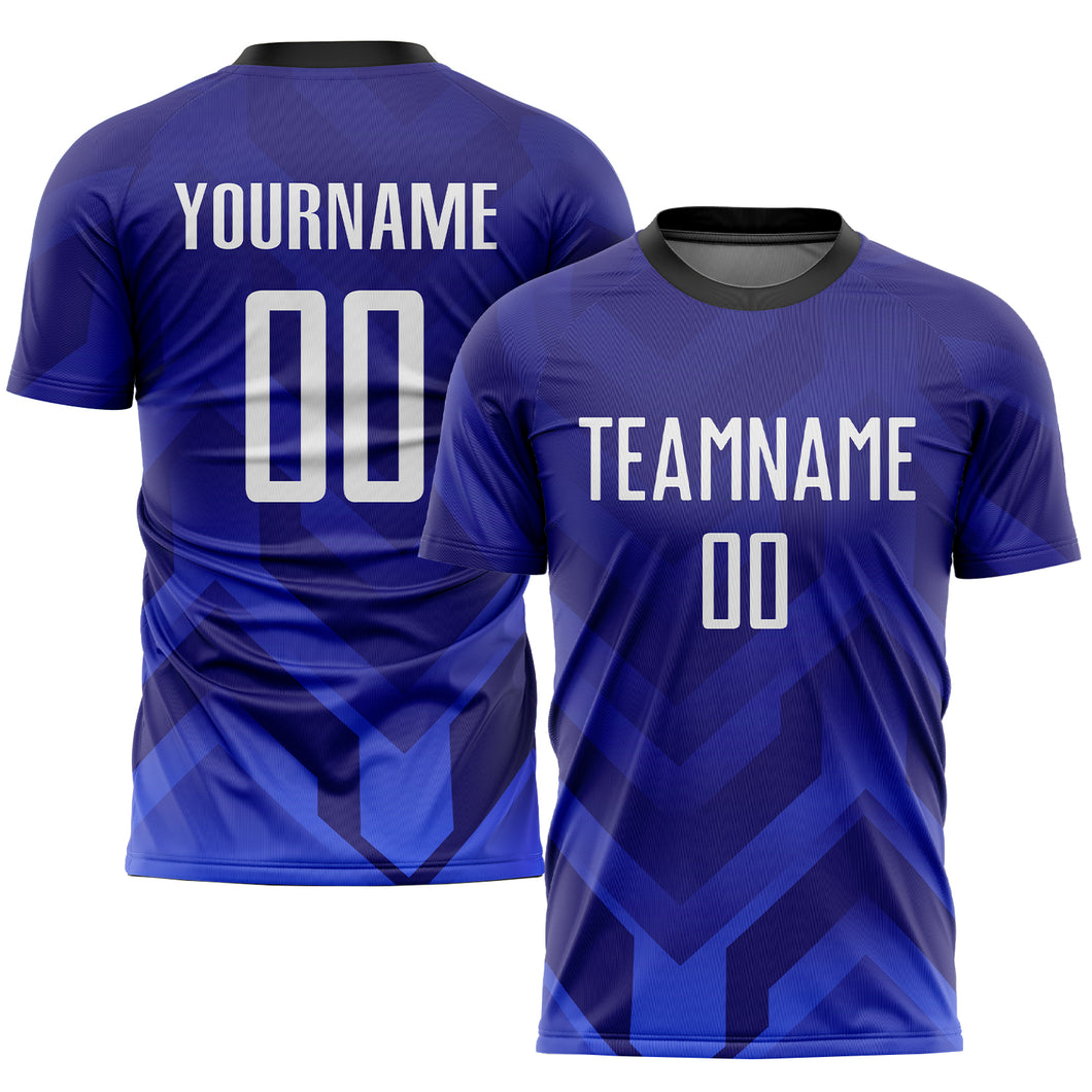 Custom Purple White Royal-Navy Sublimation Soccer Uniform Jersey