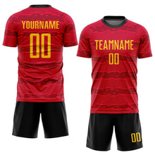 Load image into Gallery viewer, Custom Red Gold-Black Sublimation Soccer Uniform Jersey

