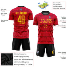 Load image into Gallery viewer, Custom Red Gold-Black Sublimation Soccer Uniform Jersey
