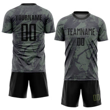 Load image into Gallery viewer, Custom Olive Black Sublimation Salute To Service Soccer Uniform Jersey
