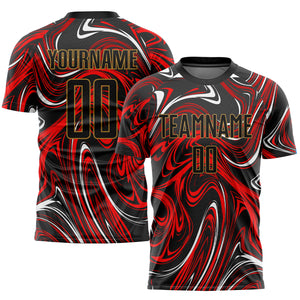 Custom Figure Black-Old Gold Sublimation Soccer Uniform Jersey