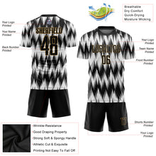 Load image into Gallery viewer, Custom White Black-Old Gold Sublimation Soccer Uniform Jersey
