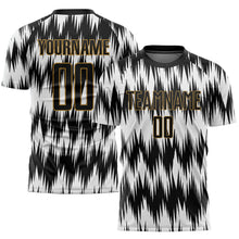 Load image into Gallery viewer, Custom White Black-Old Gold Sublimation Soccer Uniform Jersey
