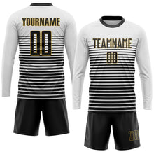 Load image into Gallery viewer, Custom White Black-Old Gold Sublimation Soccer Uniform Jersey
