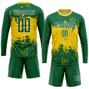 Custom Green Green-Gold Sublimation Soccer Uniform Jersey