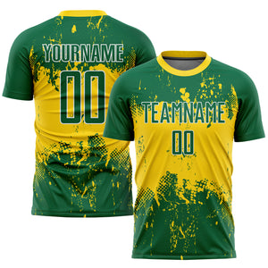 Custom Green Green-Gold Sublimation Soccer Uniform Jersey