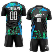 Load image into Gallery viewer, Custom Black White-Light Blue Sublimation Soccer Uniform Jersey
