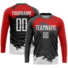 Load image into Gallery viewer, Custom Black White-Red Sublimation Soccer Uniform Jersey
